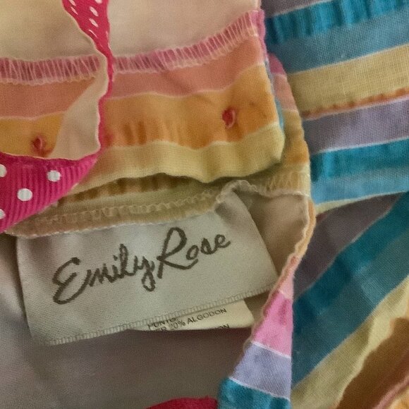 Emily Rose Seersucker Flip Flop Dress 2T Rainbow Striped With Polka Dot Bow - Picture 3 of 13